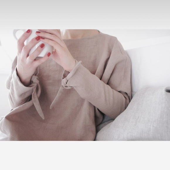 🌟HOST PICK!🌟 Ivetta Bauman Linen 🌿 Oversized Beige Kimono Top - Picture 6 of 7